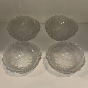 VINTAGE 80s/90s Mikasa "Bountiful Cherries" Frosted Crystal Soup Cereal Bowls 4